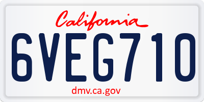 CA license plate 6VEG710