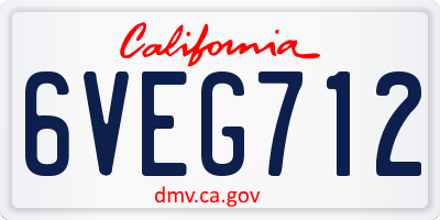 CA license plate 6VEG712