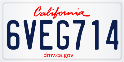 CA license plate 6VEG714