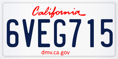 CA license plate 6VEG715