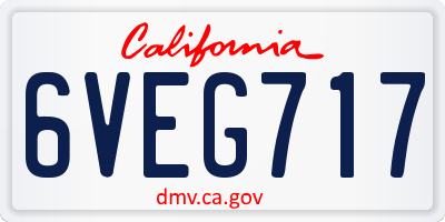 CA license plate 6VEG717