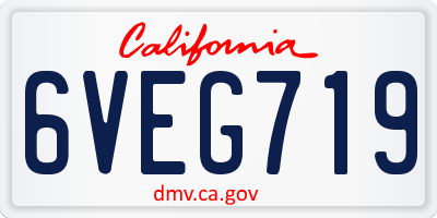 CA license plate 6VEG719