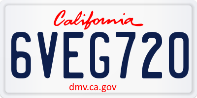 CA license plate 6VEG720
