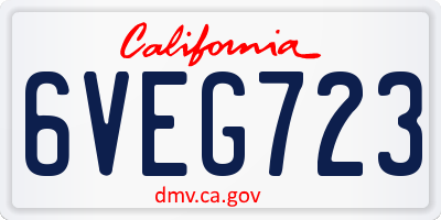 CA license plate 6VEG723