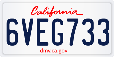 CA license plate 6VEG733