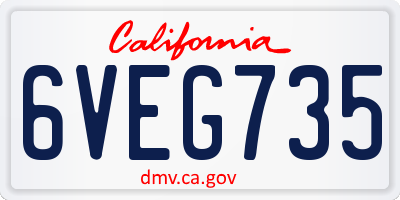 CA license plate 6VEG735