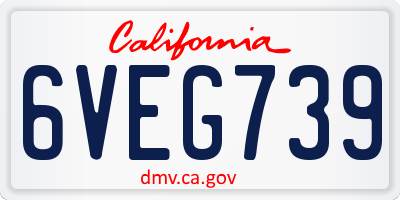 CA license plate 6VEG739