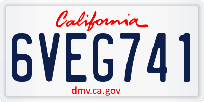 CA license plate 6VEG741