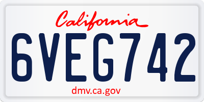 CA license plate 6VEG742