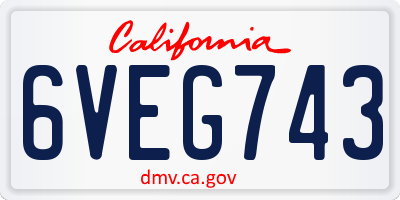 CA license plate 6VEG743