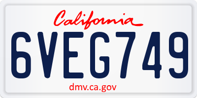 CA license plate 6VEG749