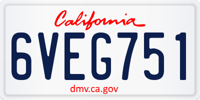 CA license plate 6VEG751