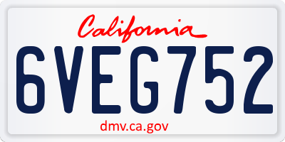 CA license plate 6VEG752