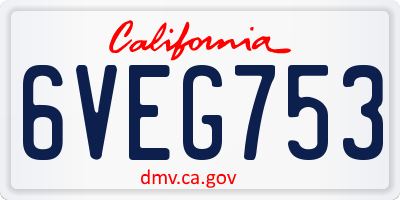 CA license plate 6VEG753