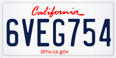 CA license plate 6VEG754