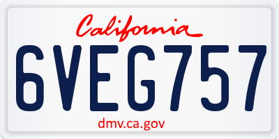 CA license plate 6VEG757