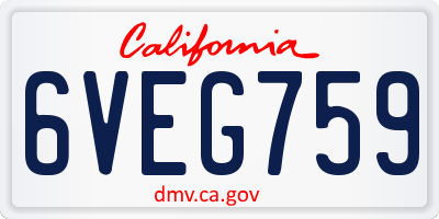 CA license plate 6VEG759