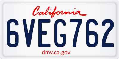 CA license plate 6VEG762