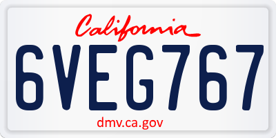 CA license plate 6VEG767