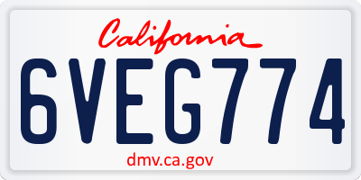 CA license plate 6VEG774