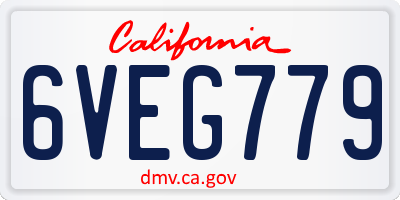 CA license plate 6VEG779