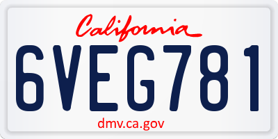 CA license plate 6VEG781