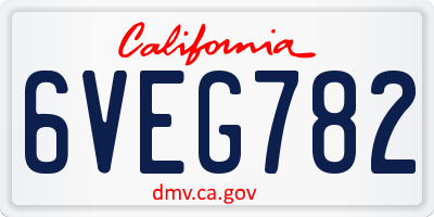 CA license plate 6VEG782