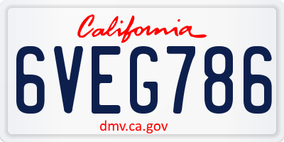 CA license plate 6VEG786