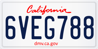 CA license plate 6VEG788