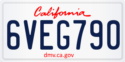 CA license plate 6VEG790