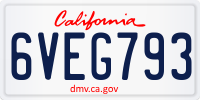 CA license plate 6VEG793