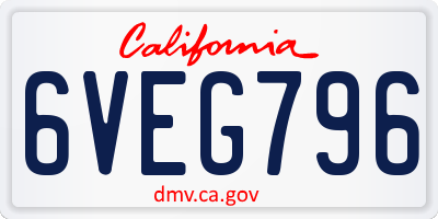 CA license plate 6VEG796