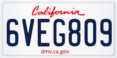 CA license plate 6VEG809