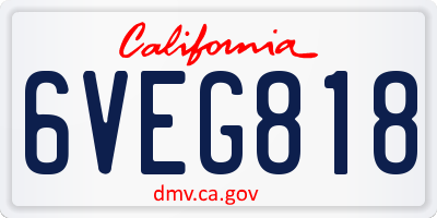 CA license plate 6VEG818