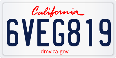 CA license plate 6VEG819
