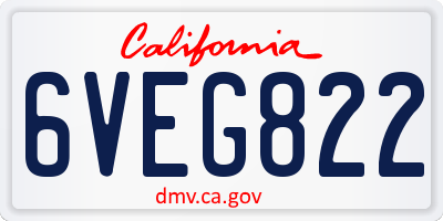 CA license plate 6VEG822