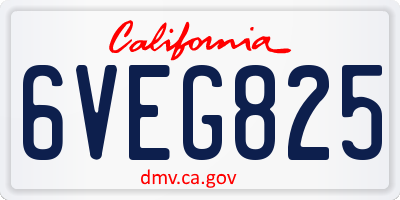 CA license plate 6VEG825