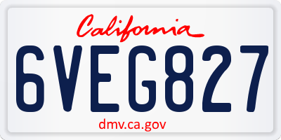 CA license plate 6VEG827