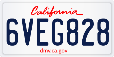 CA license plate 6VEG828