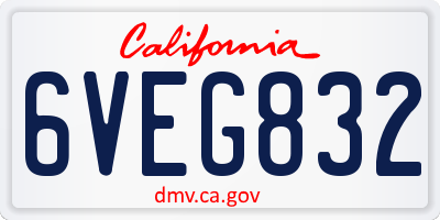 CA license plate 6VEG832