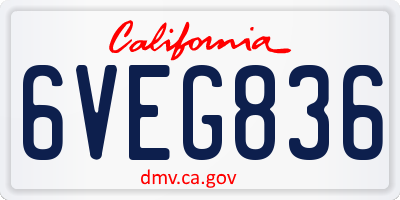 CA license plate 6VEG836