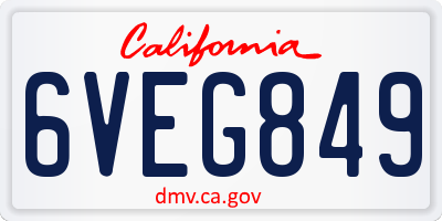 CA license plate 6VEG849
