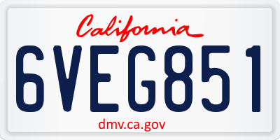 CA license plate 6VEG851
