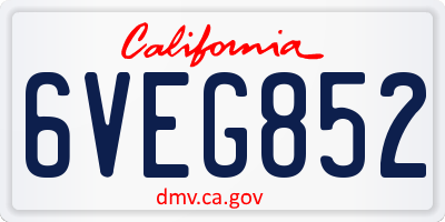 CA license plate 6VEG852