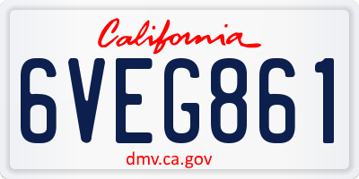 CA license plate 6VEG861