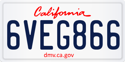 CA license plate 6VEG866
