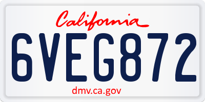 CA license plate 6VEG872