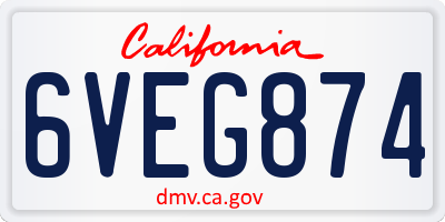 CA license plate 6VEG874