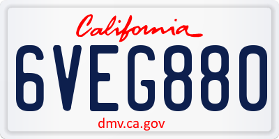 CA license plate 6VEG880