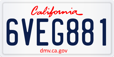 CA license plate 6VEG881